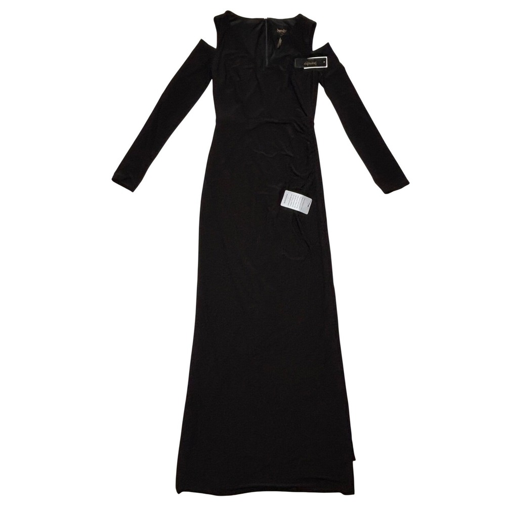 Laundry by Shelli Segal Womens Dress 4 Black Cold Shoulder Jersey Maxi Gown NWT